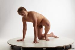 Nude Man White Kneeling poses - ALL Average Short Blond Kneeling poses - on one knee Realistic